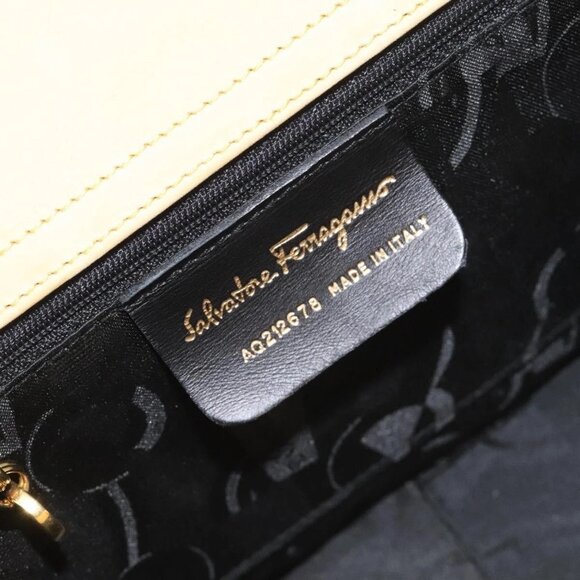 Salvatore Ferragamo Gancini Hand Bag Suede Beige Gold - Picture 11 of 16